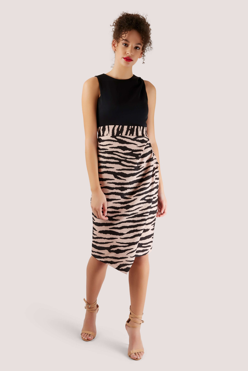 Black With Tiger Print Skirt Dress